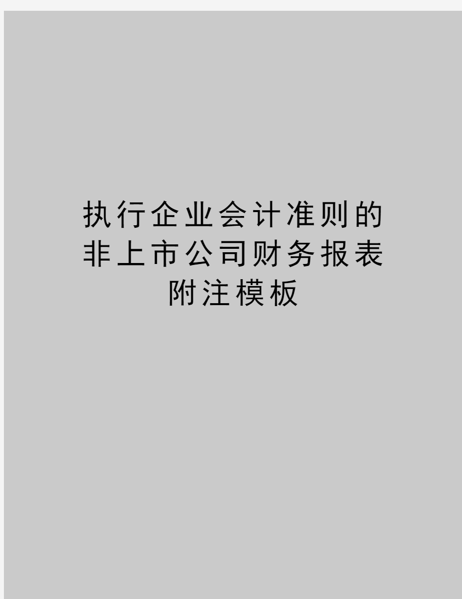 最新执行企业会计准则的非上市公司财务报表附注模板