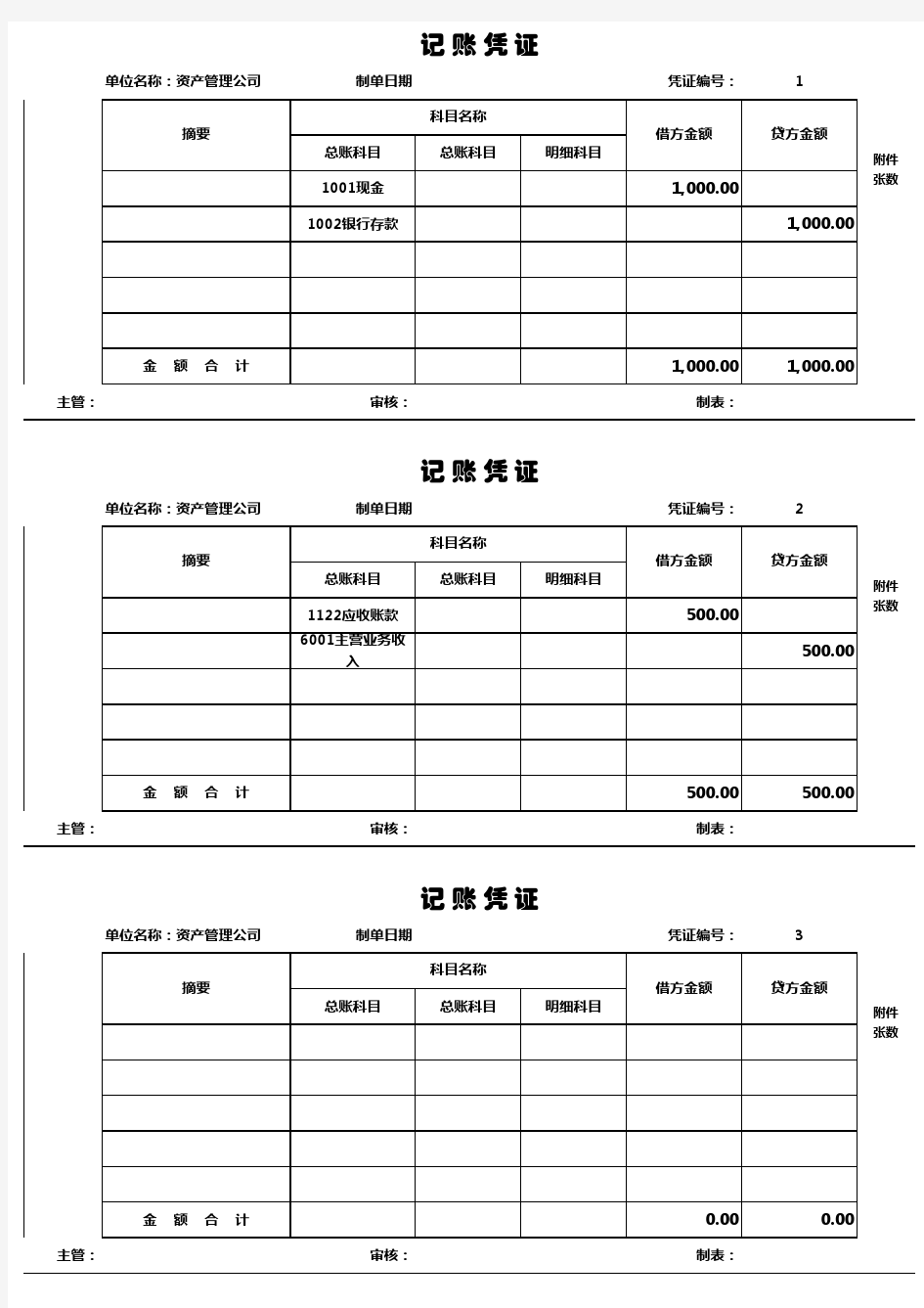 会计凭证编制模板