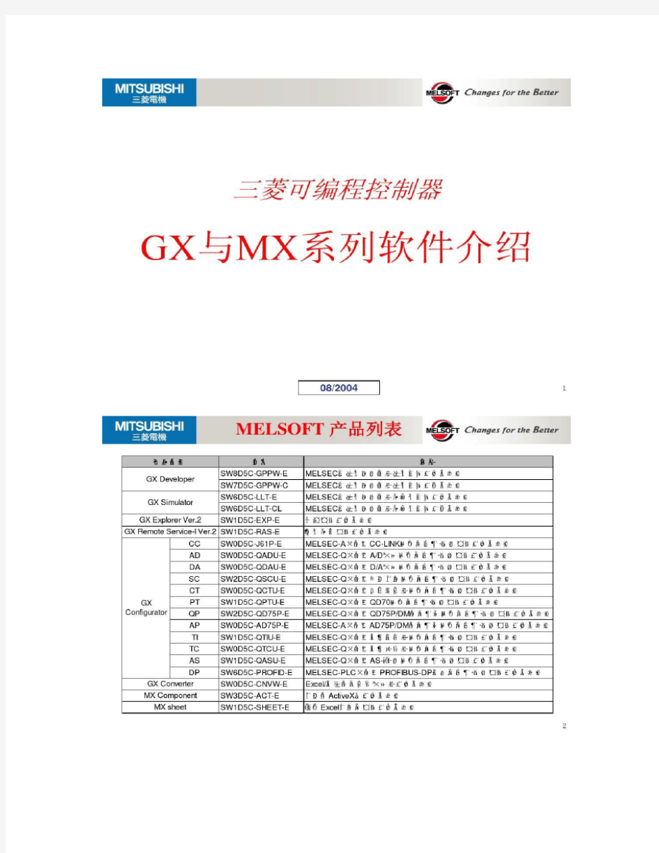 三菱PLC软件GX与MX系列软件介绍概要