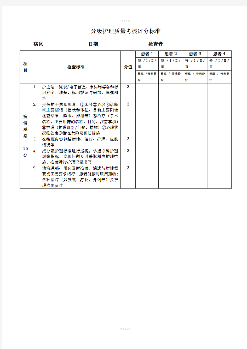 质量考核评分标准(2016)