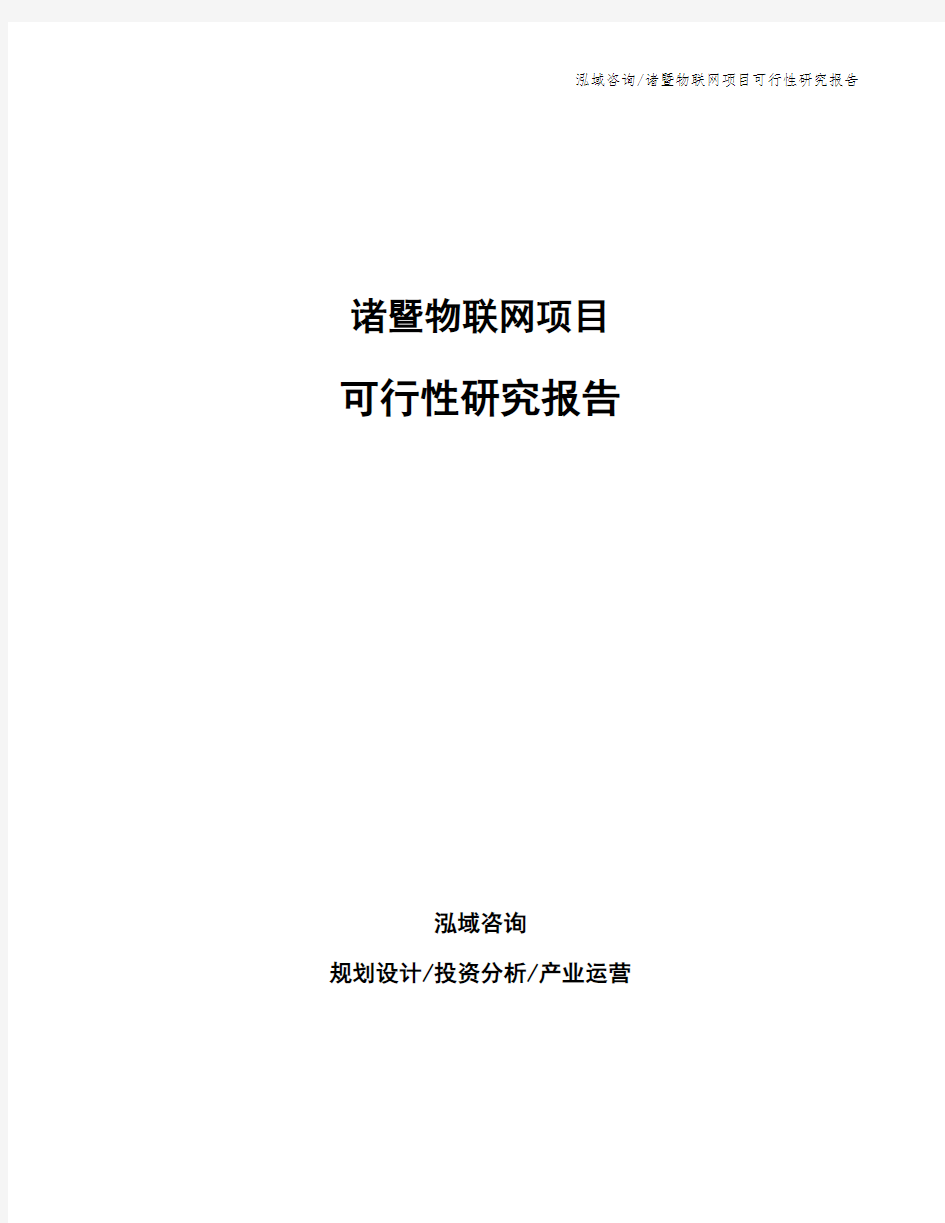 诸暨物联网项目可行性研究报告