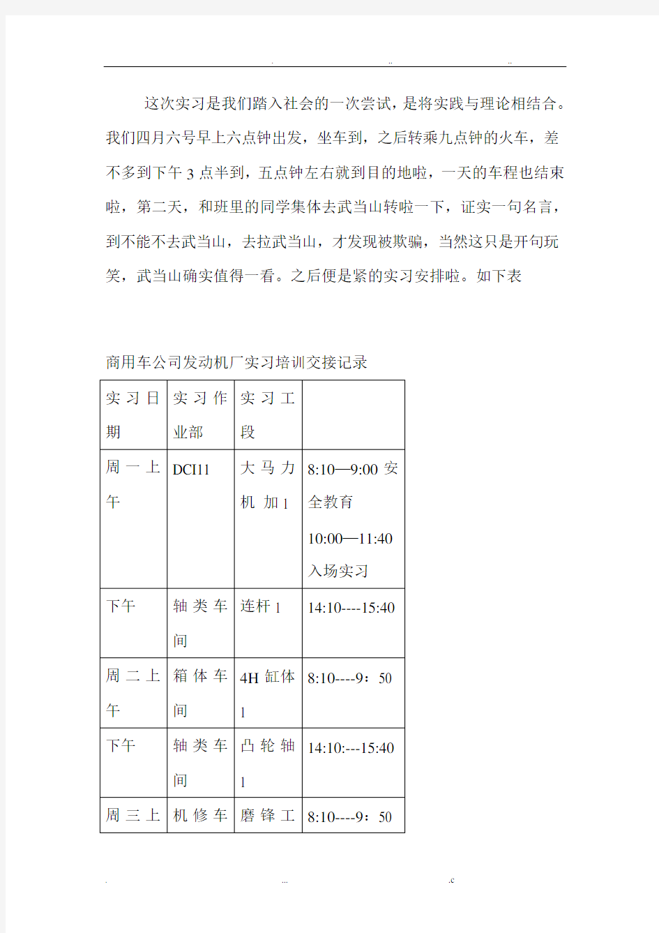 东风汽车公司实习报告.