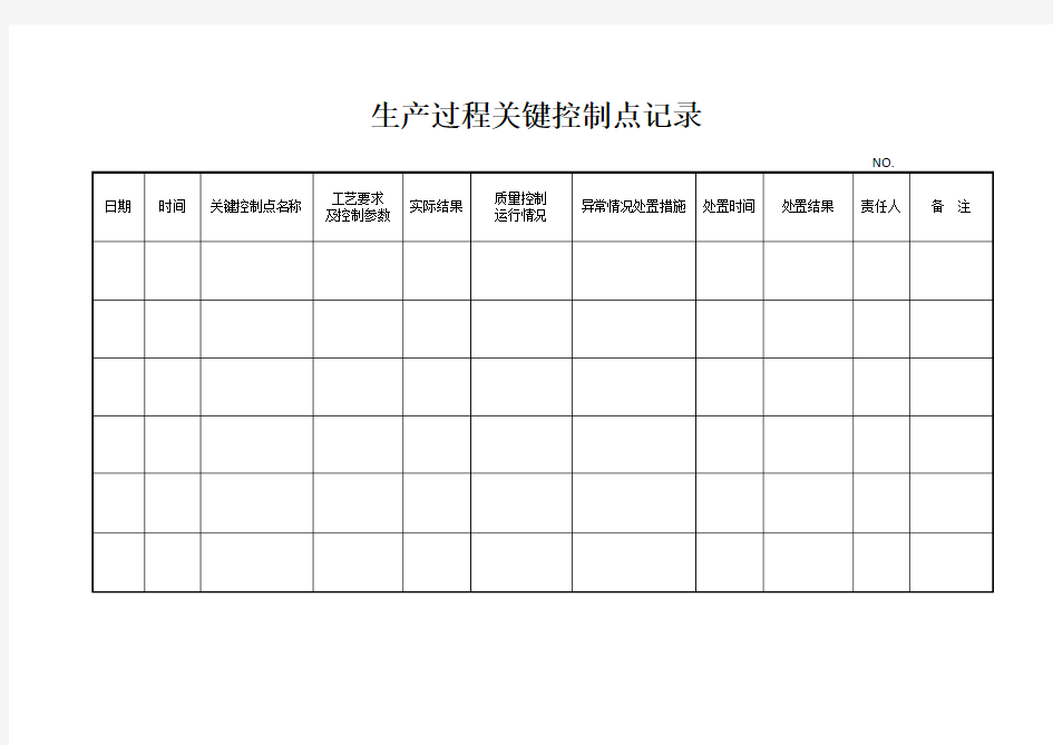 百味食品生产过程关键控制点记录-记录表