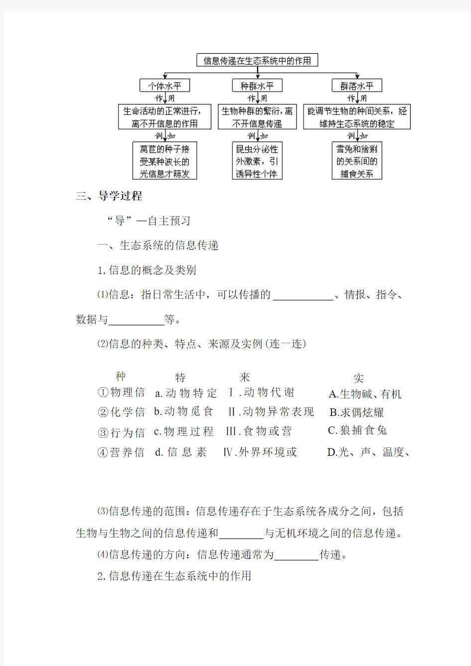 生态系统中的信息传递学案