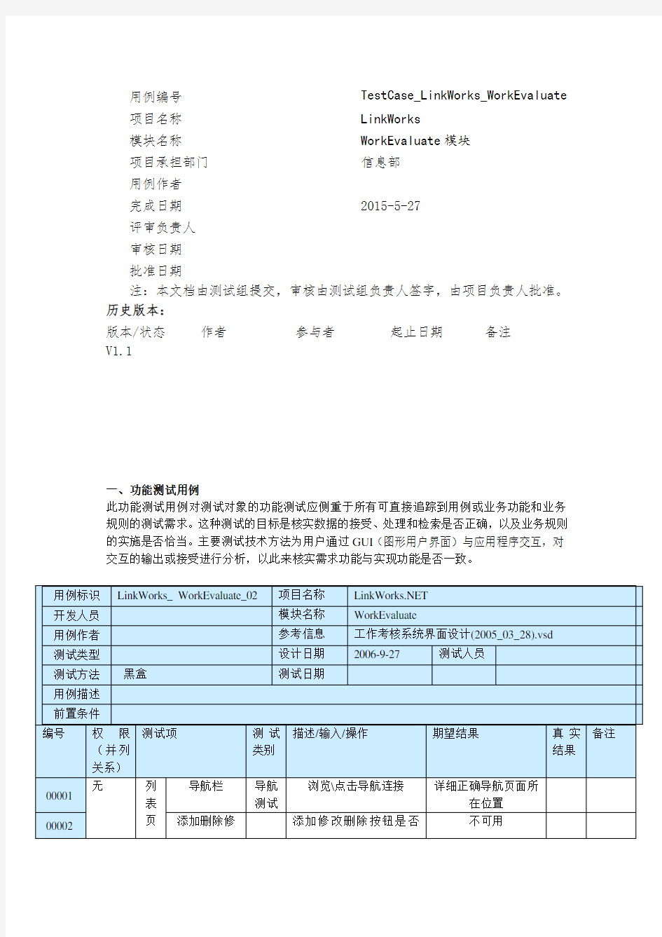 软件测试用例模板