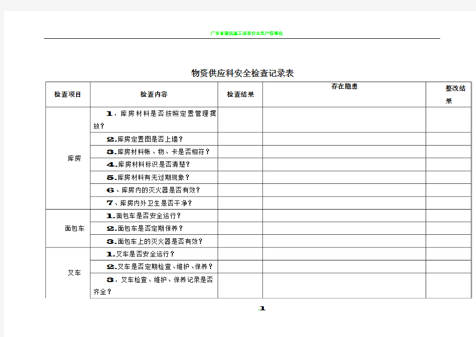 库房检查记录表