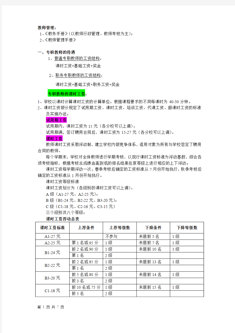 教师管理与团队建设----薪资体系