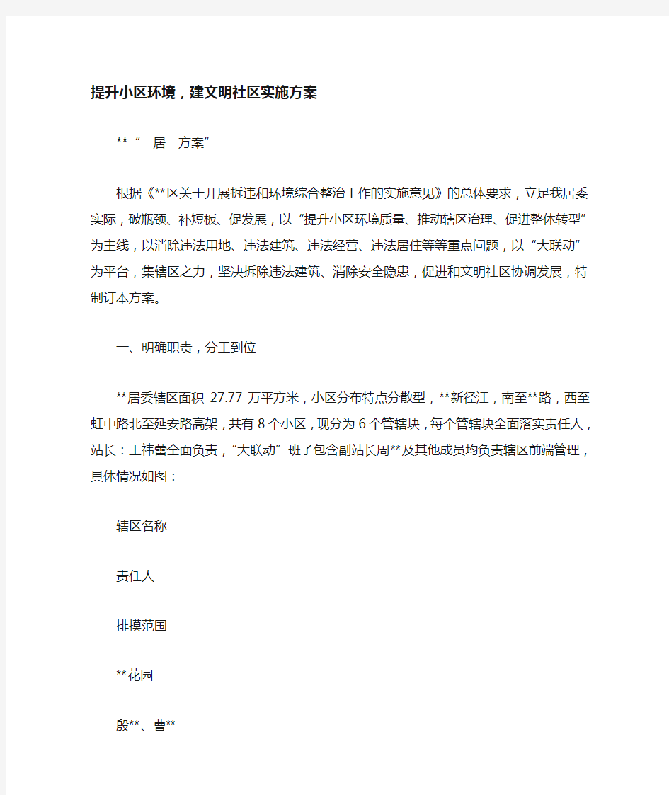 提升小区环境,建文明社区实施方案