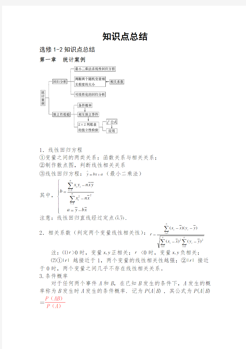 高中数学选修1-2知识点总结