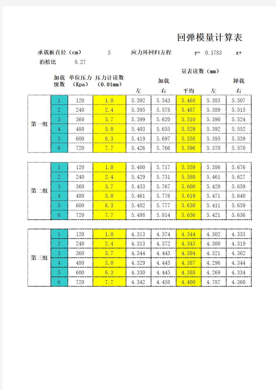 回弹模量计算表