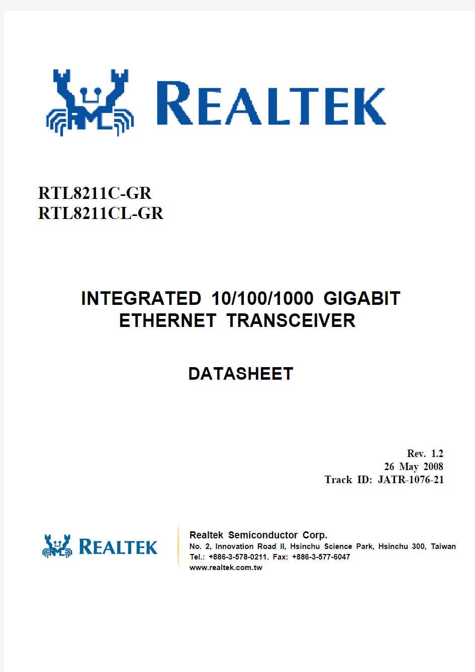 RTL8211C(L)_Integrated 10,100,1000 gigabit ethernet transceiver