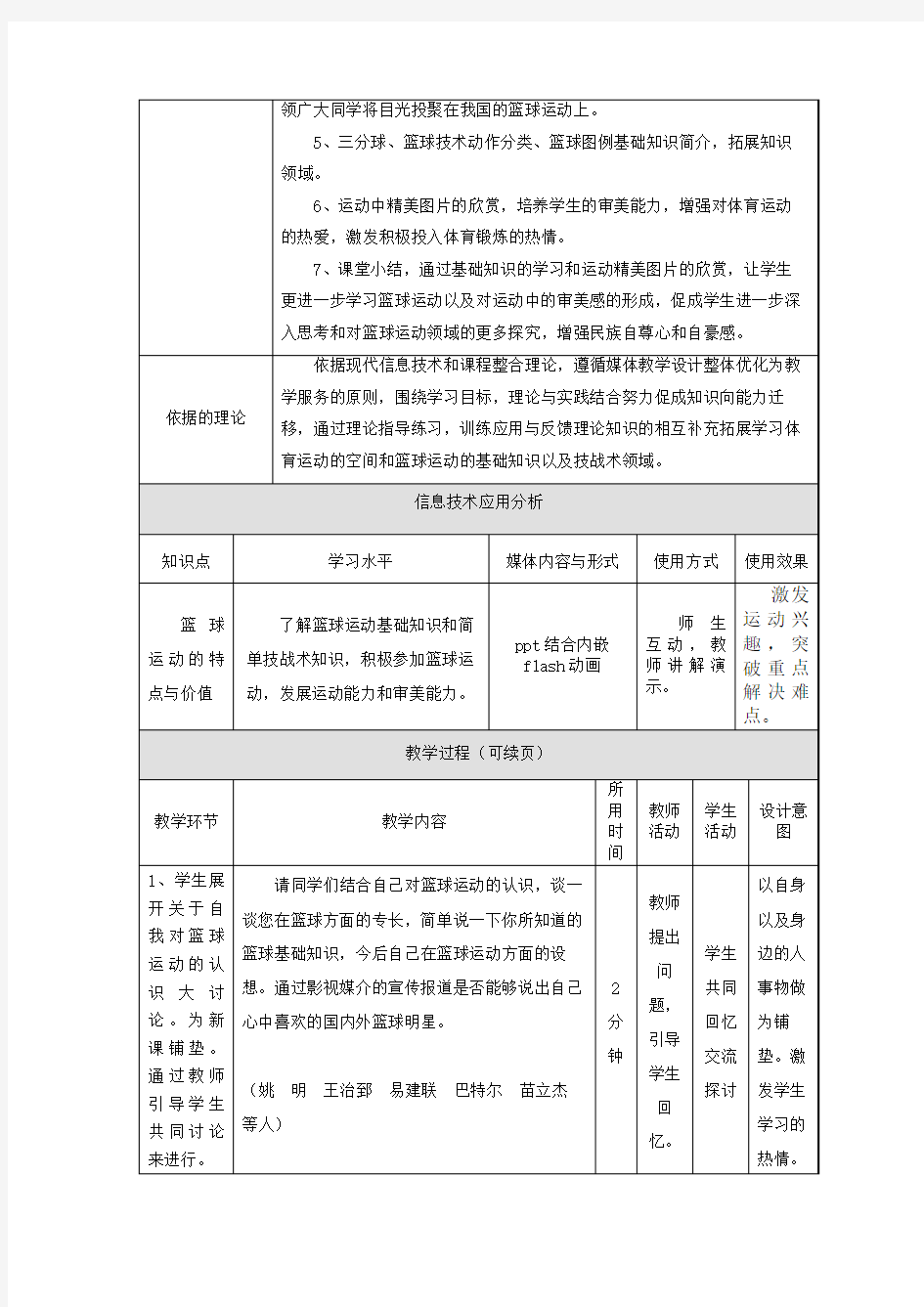 篮球起源与发展教案