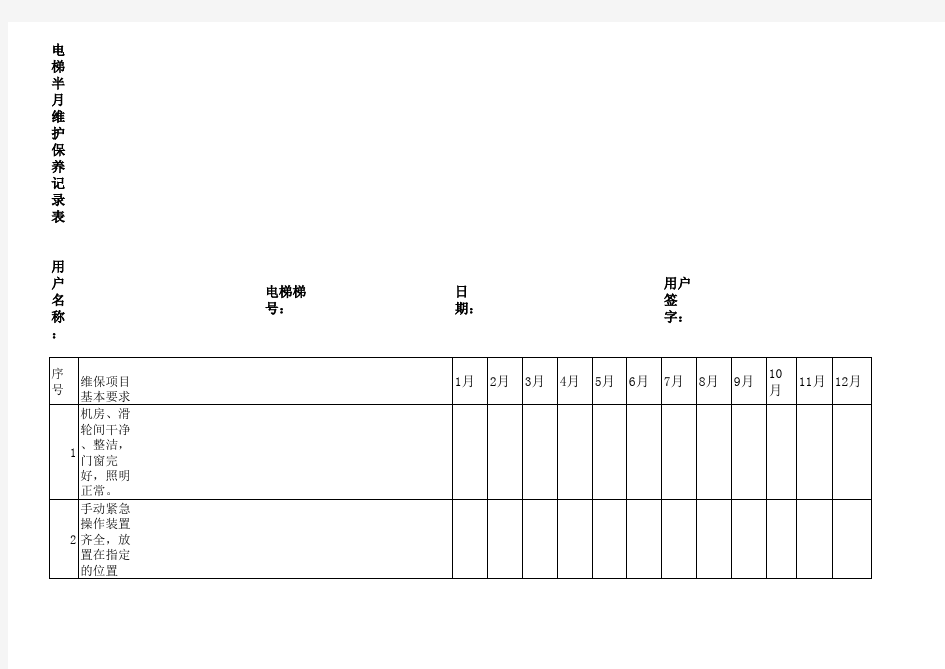 电梯维保记录表