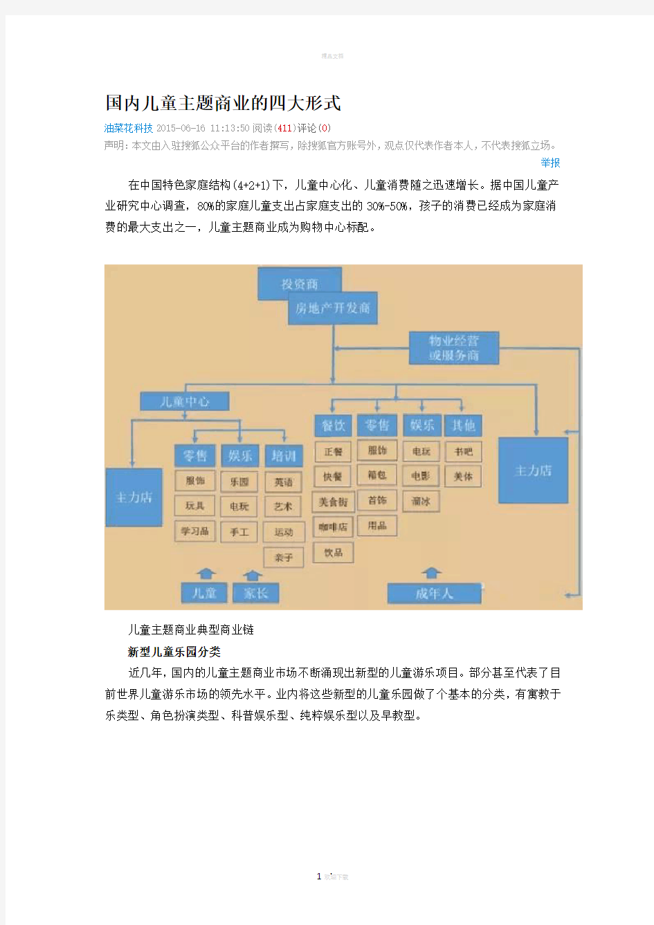 国内儿童主题商业的四大形式