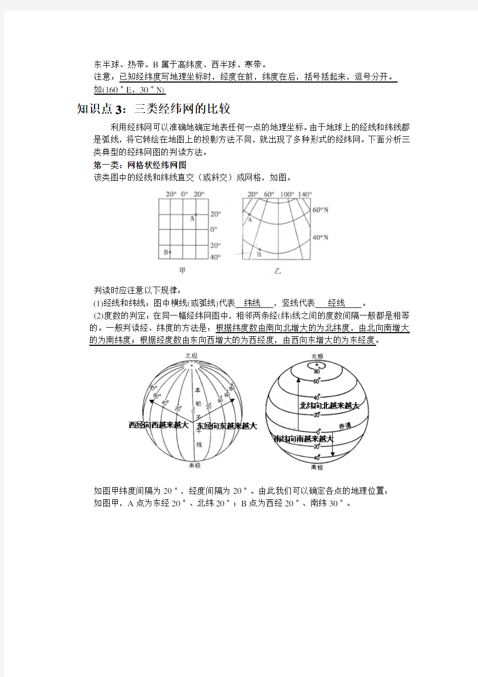 经纬网知识点