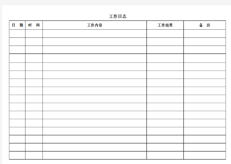 工作日志表格模板