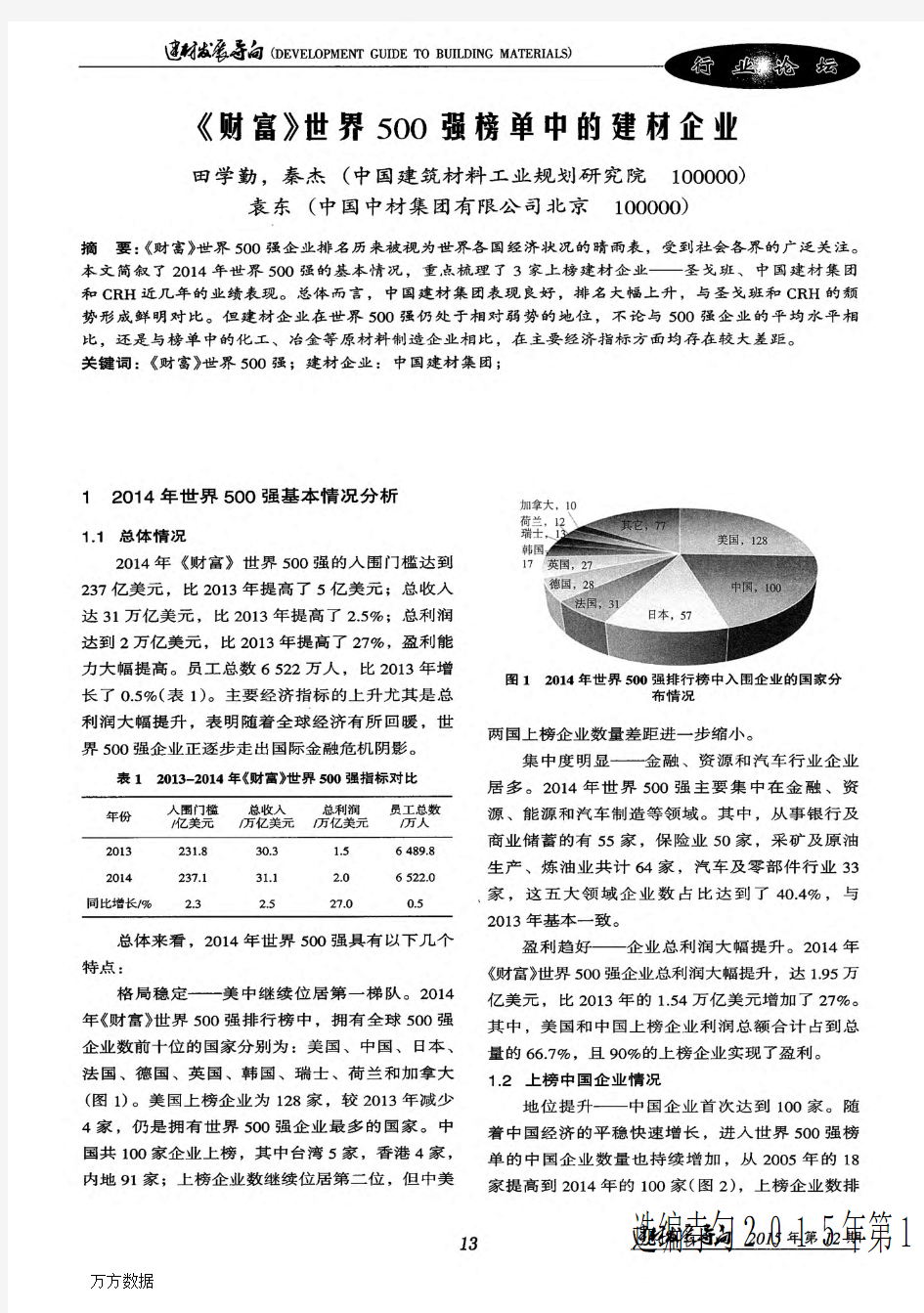 《财富》世界500强榜单中的建材企业