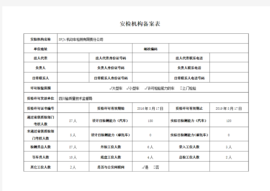 机动车检测站备案资料(模版)