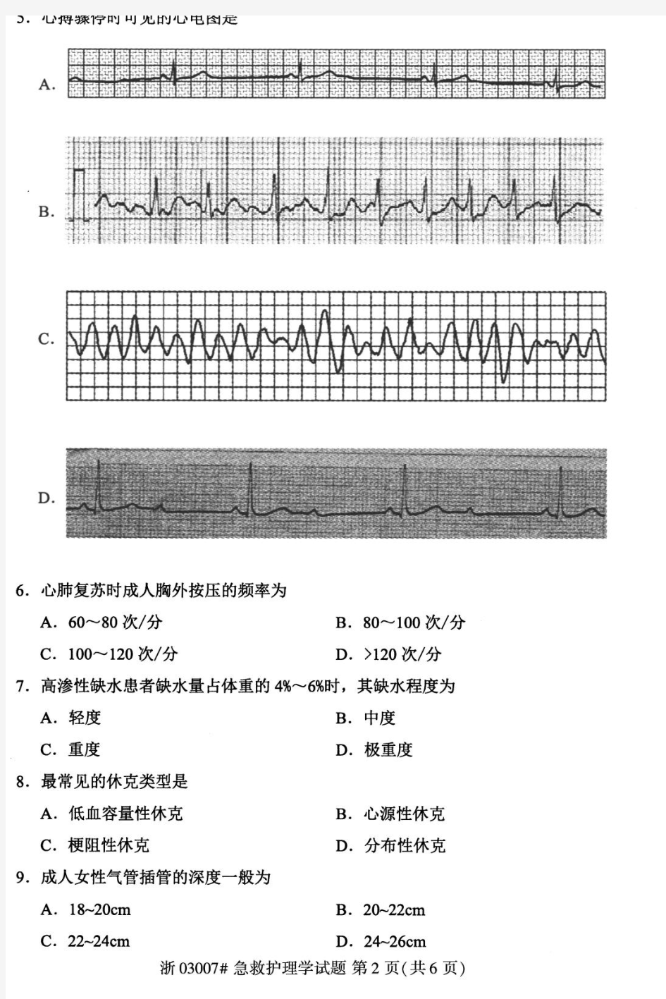 急救护理学(03007)2020年8月真题