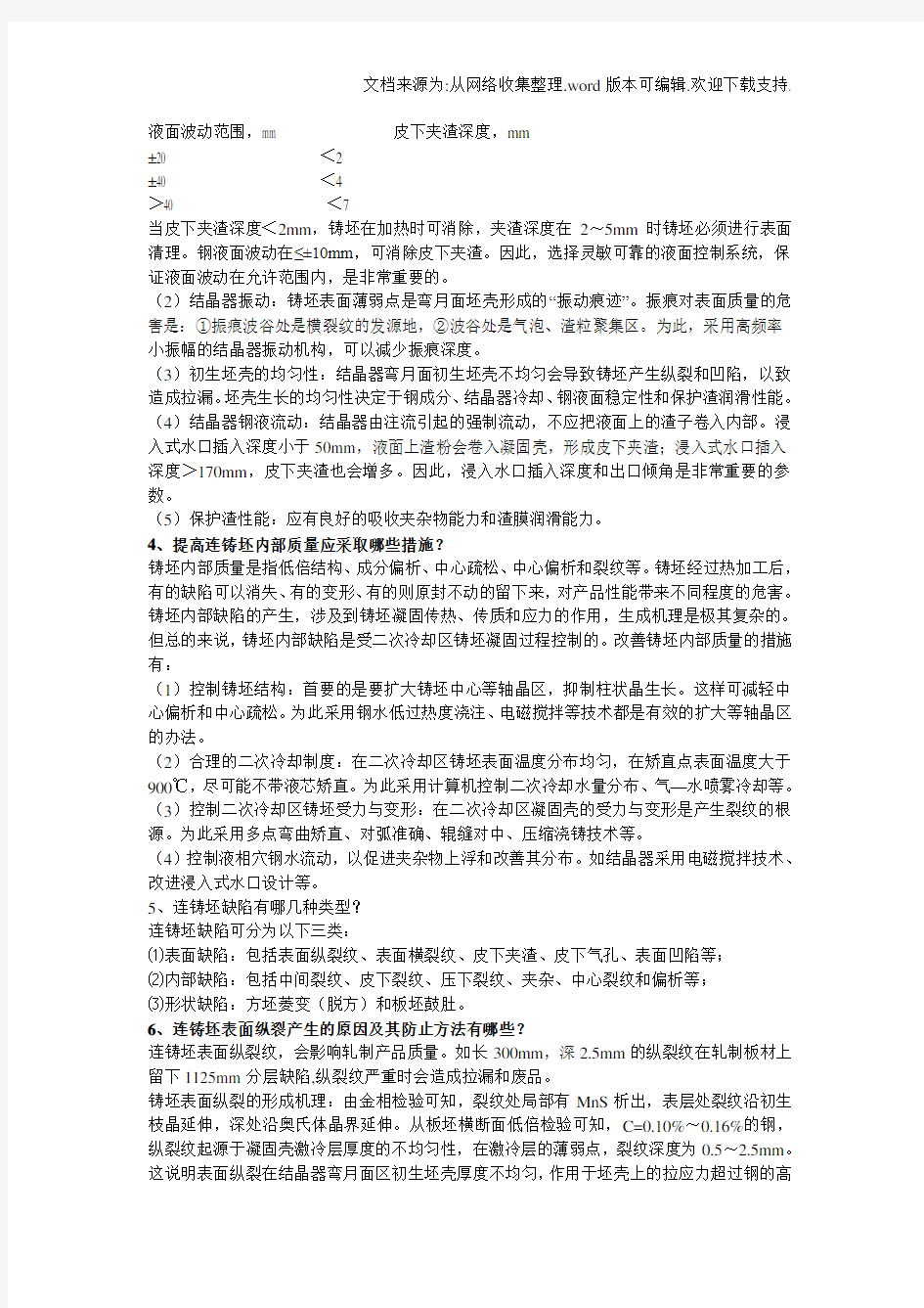 连铸坯质量及控制方法