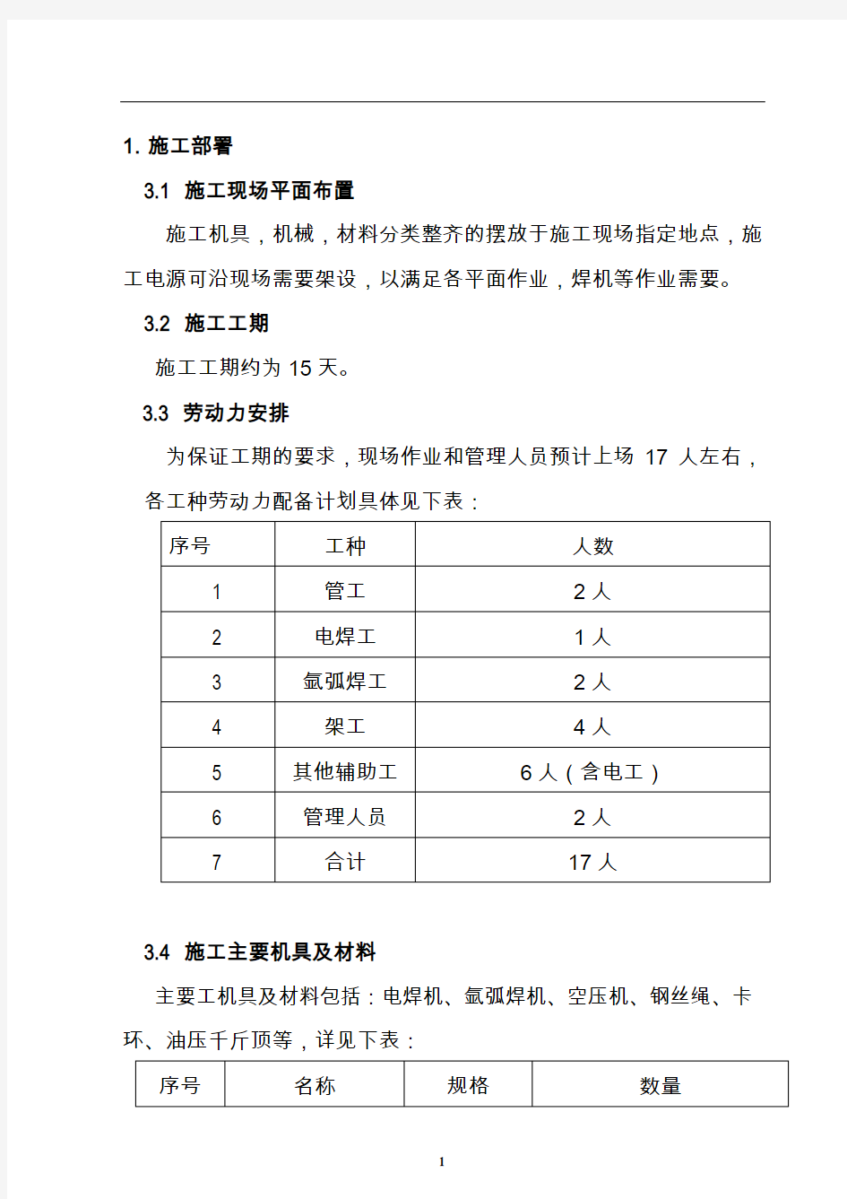 氧气管道安装施工作业方案