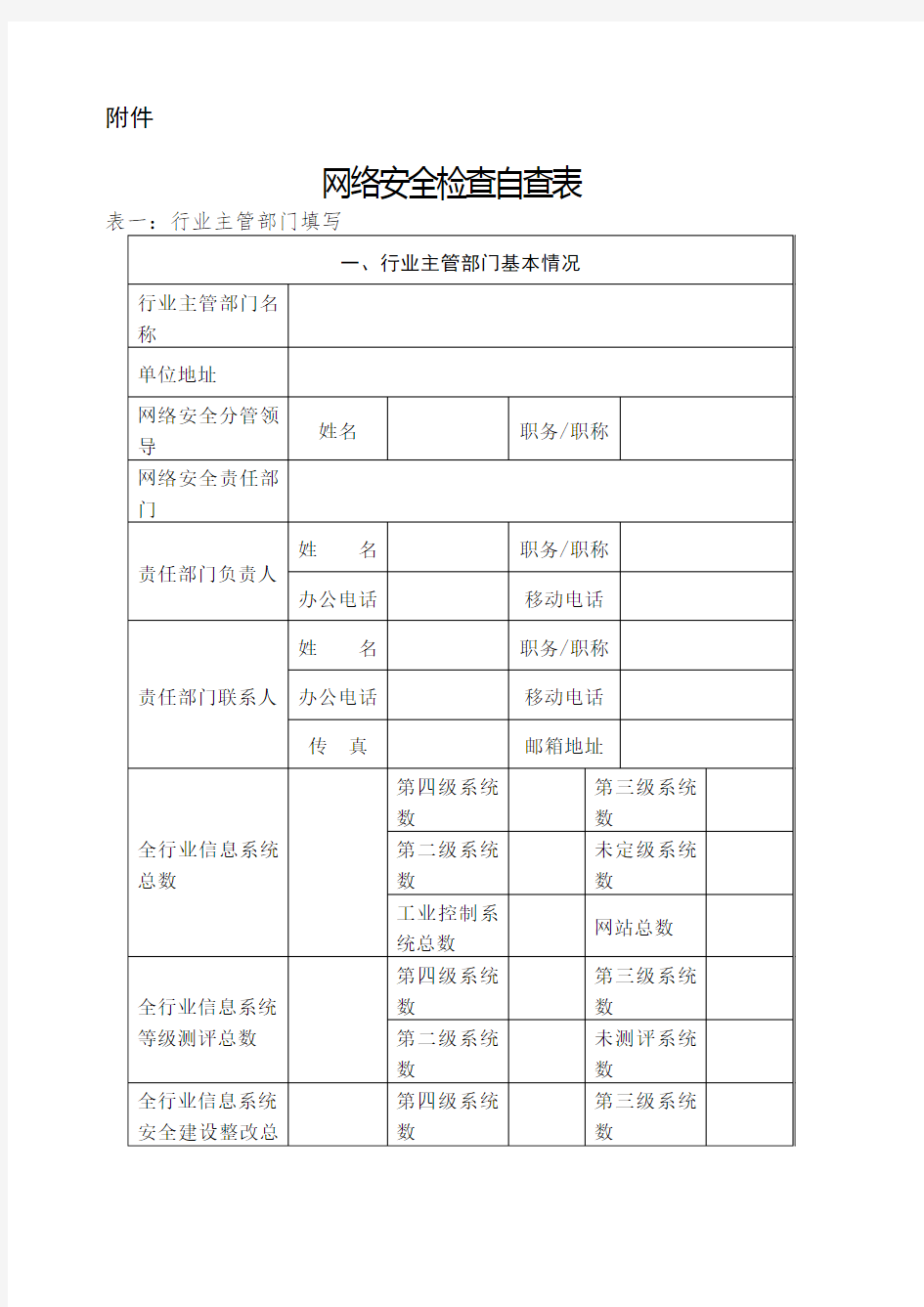 网络安全检查自查表