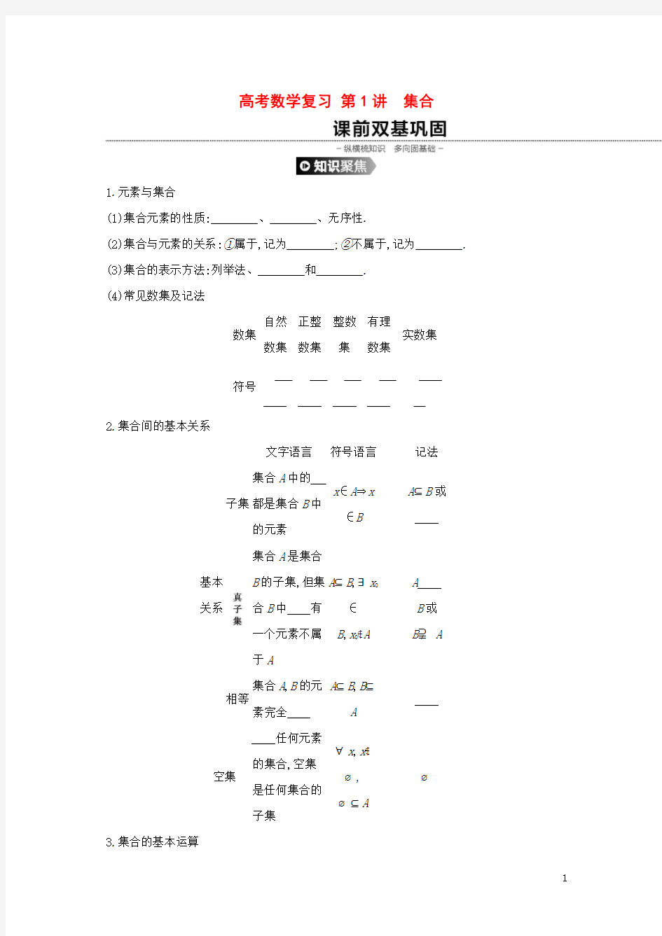 高考数学复习题集合