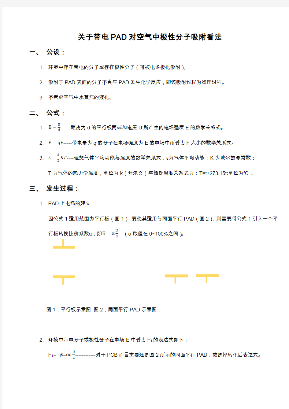 关于带电PAD对空气中极性分子吸附看法