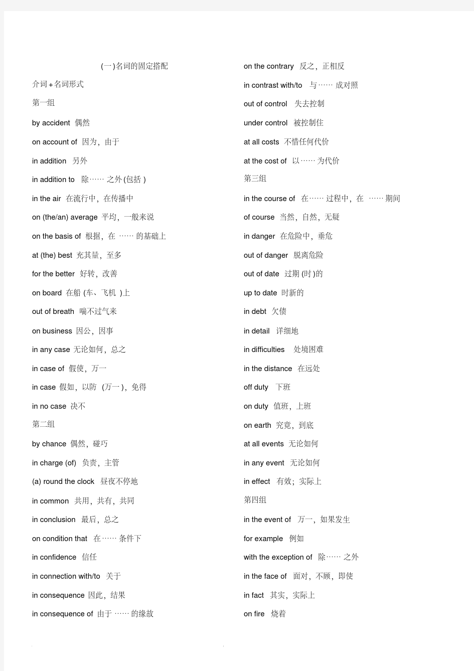 2020高考英语语法填空：常考动词介词短语