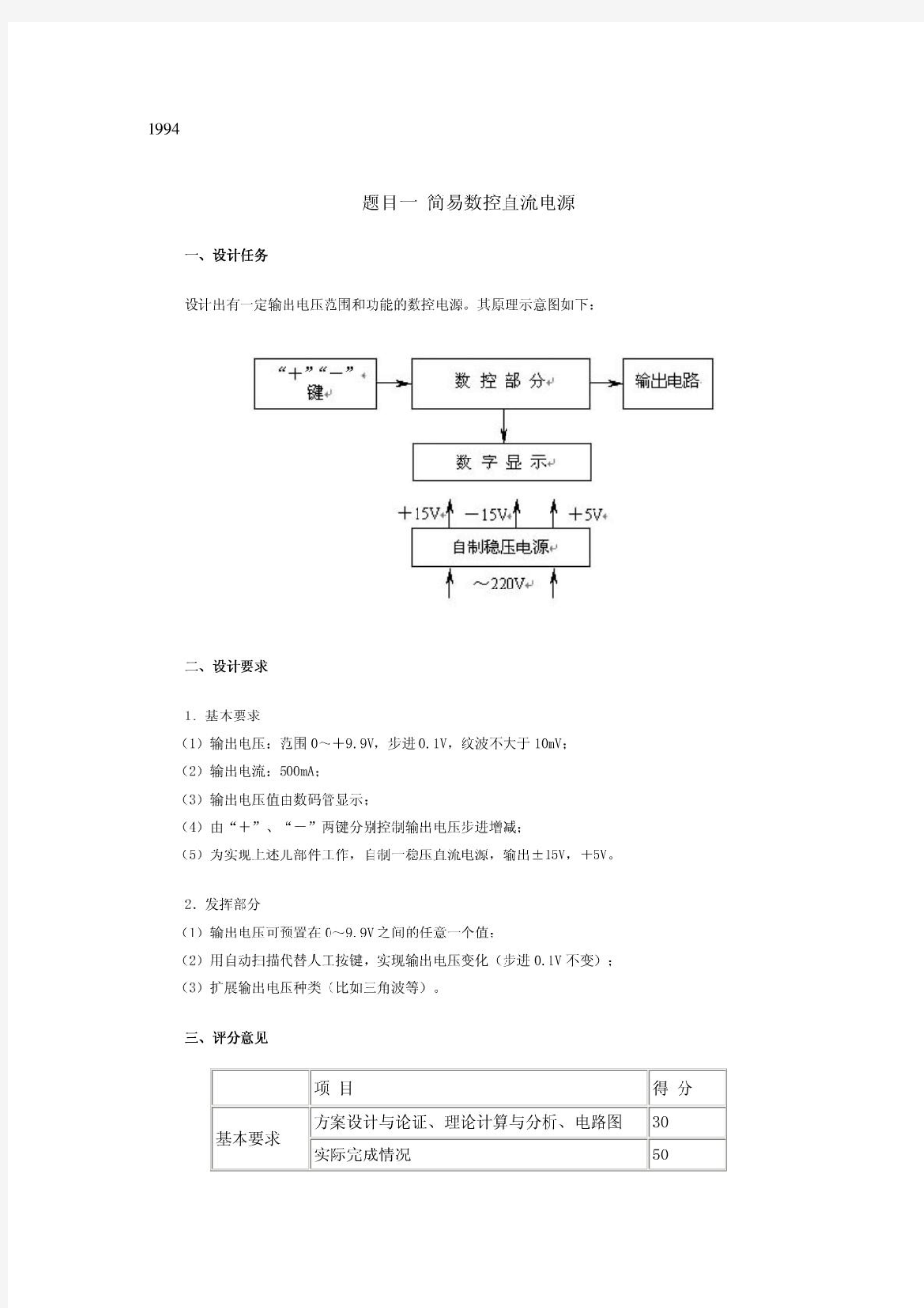 历年电子设计大赛电源类题目汇总