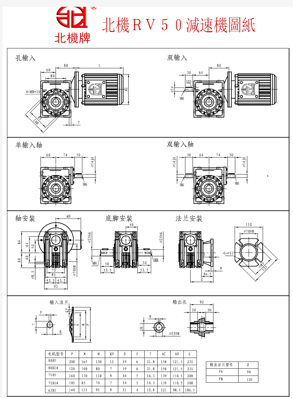 北机RV50减速机图纸