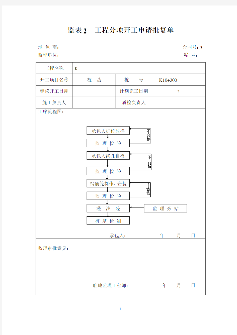 桩基开工报告