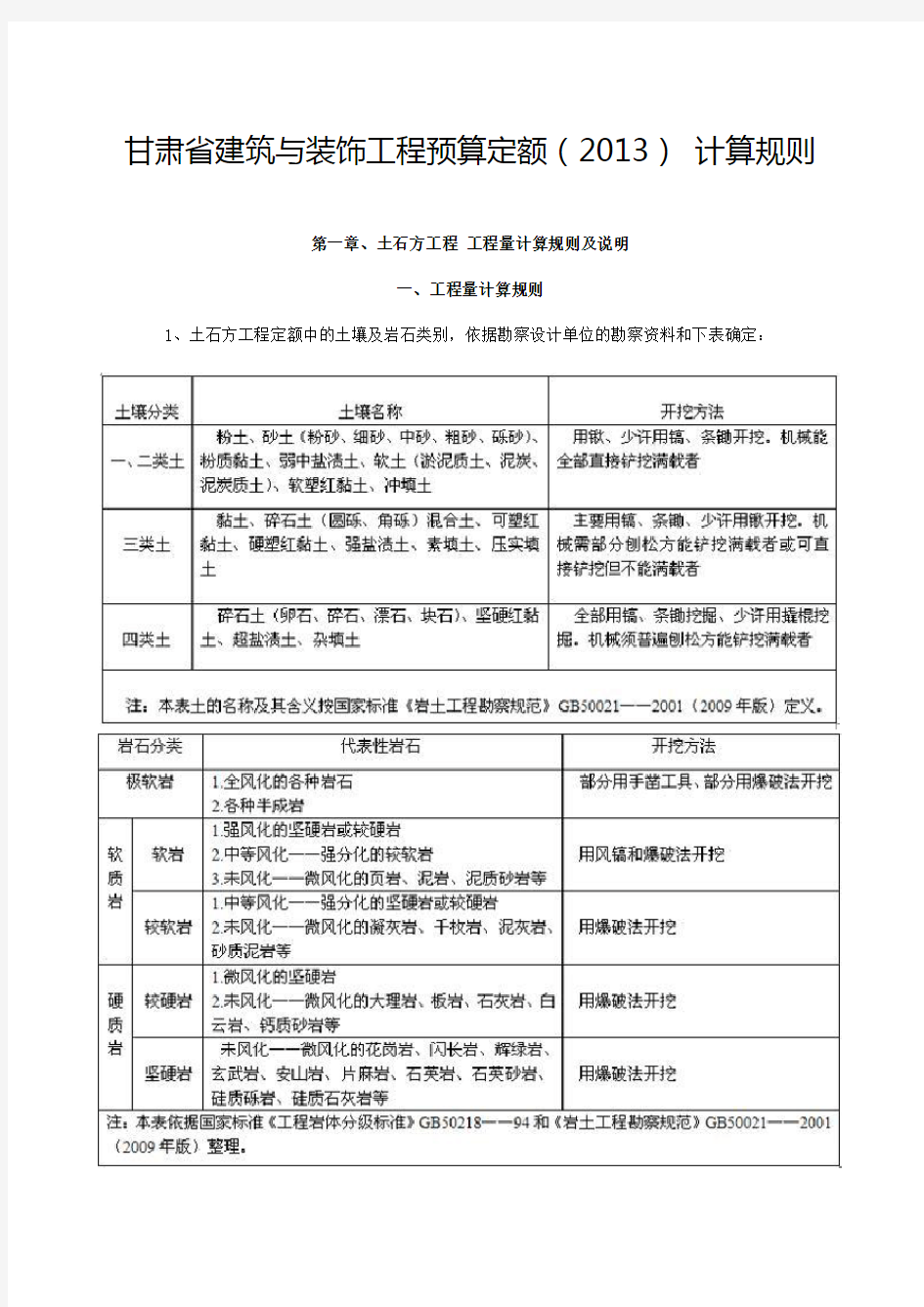 2013年甘肃省建筑与装饰工程预算定额说明(含章节说明)