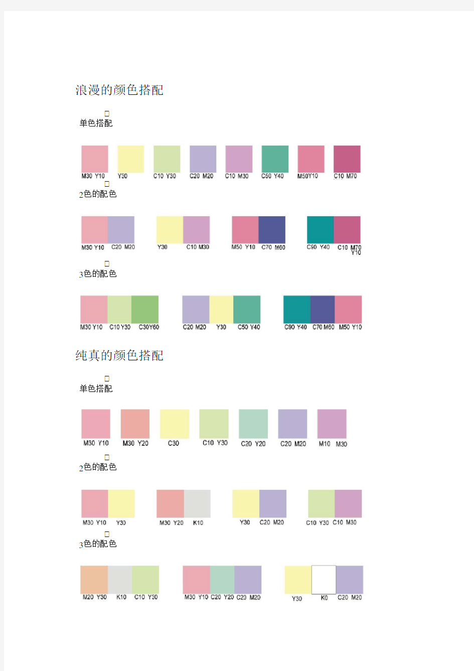 设计常用颜色搭配表