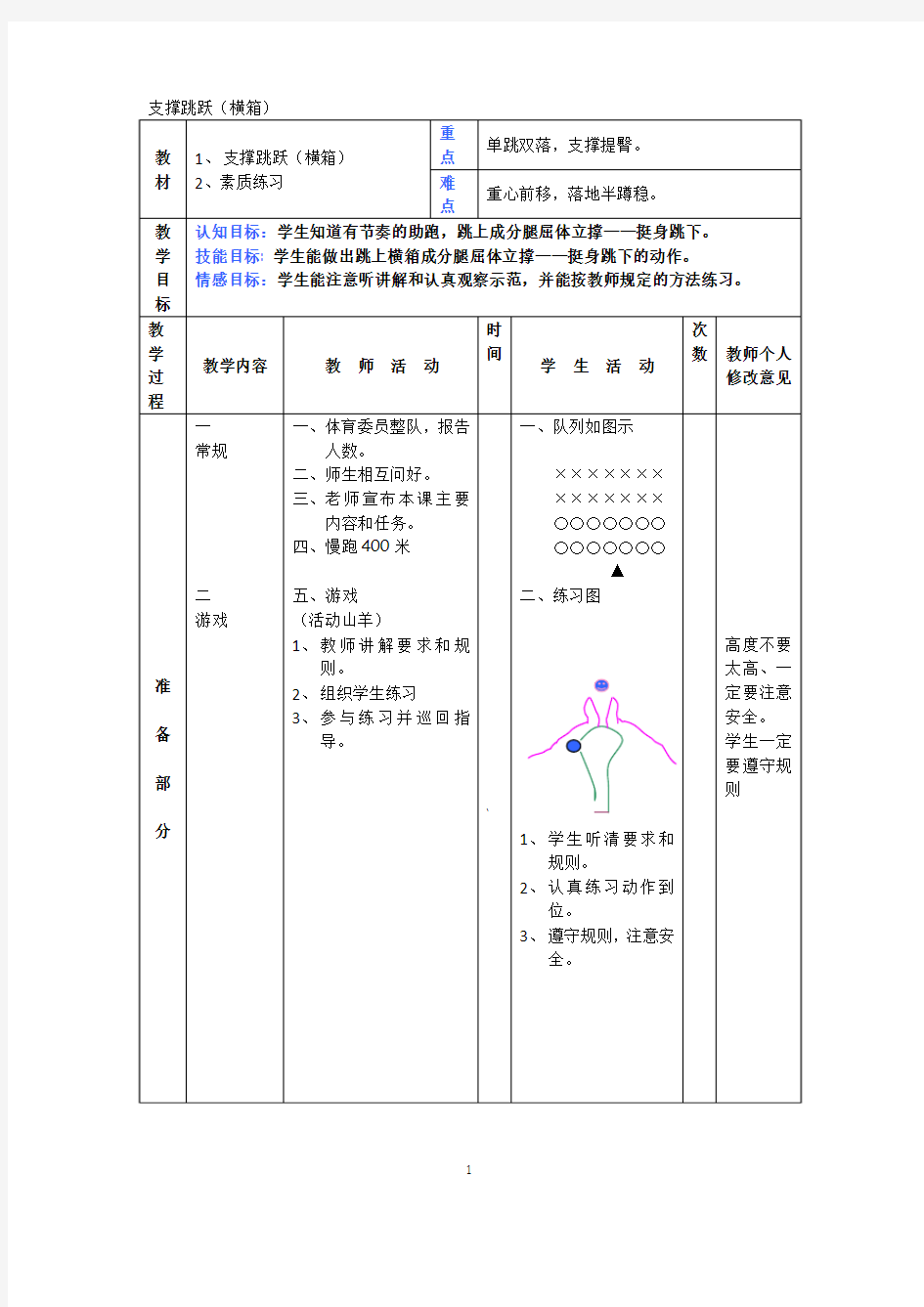 支撑跳跃体育教案