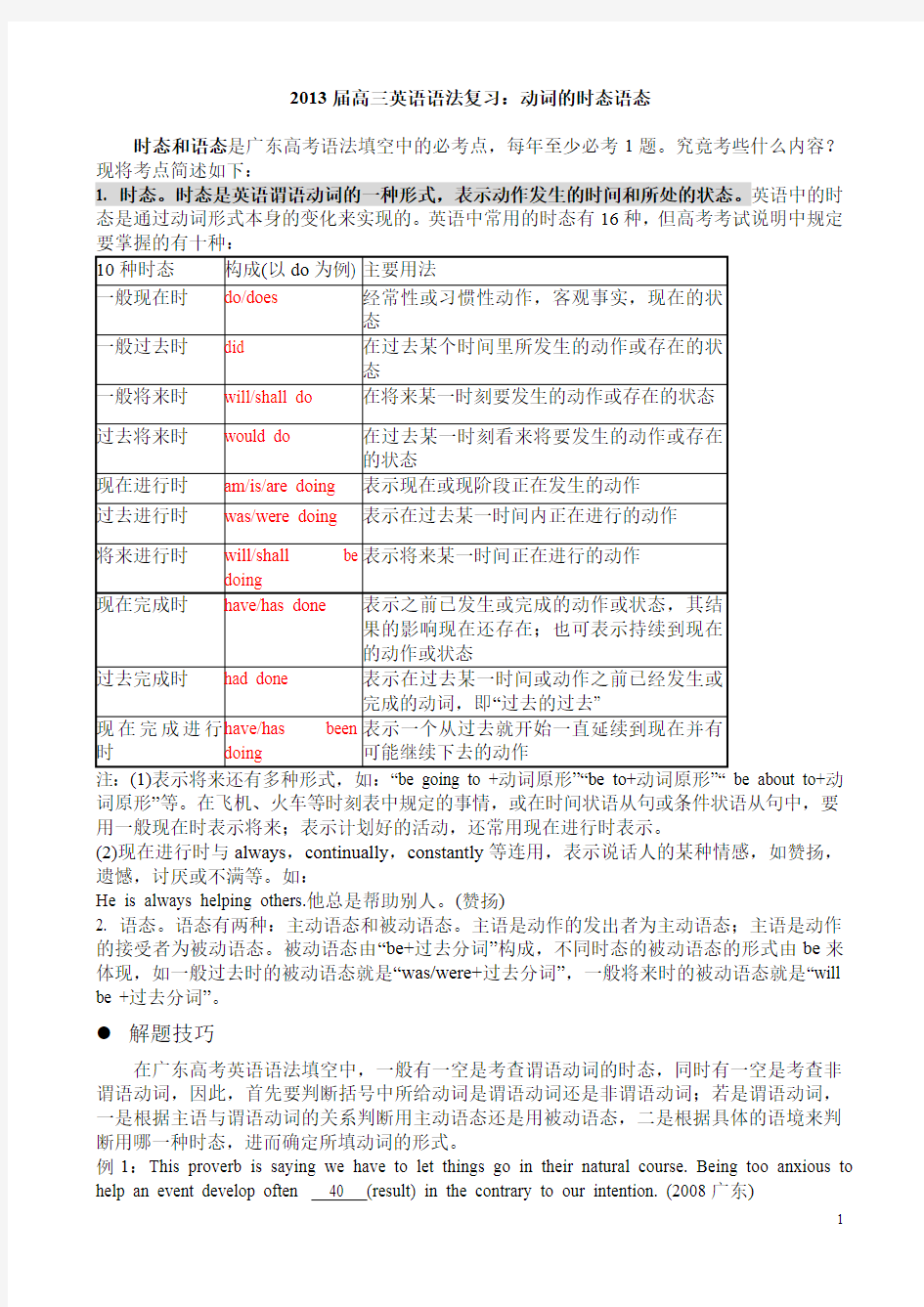 语法填空专项训练---时态语态(最新整理)