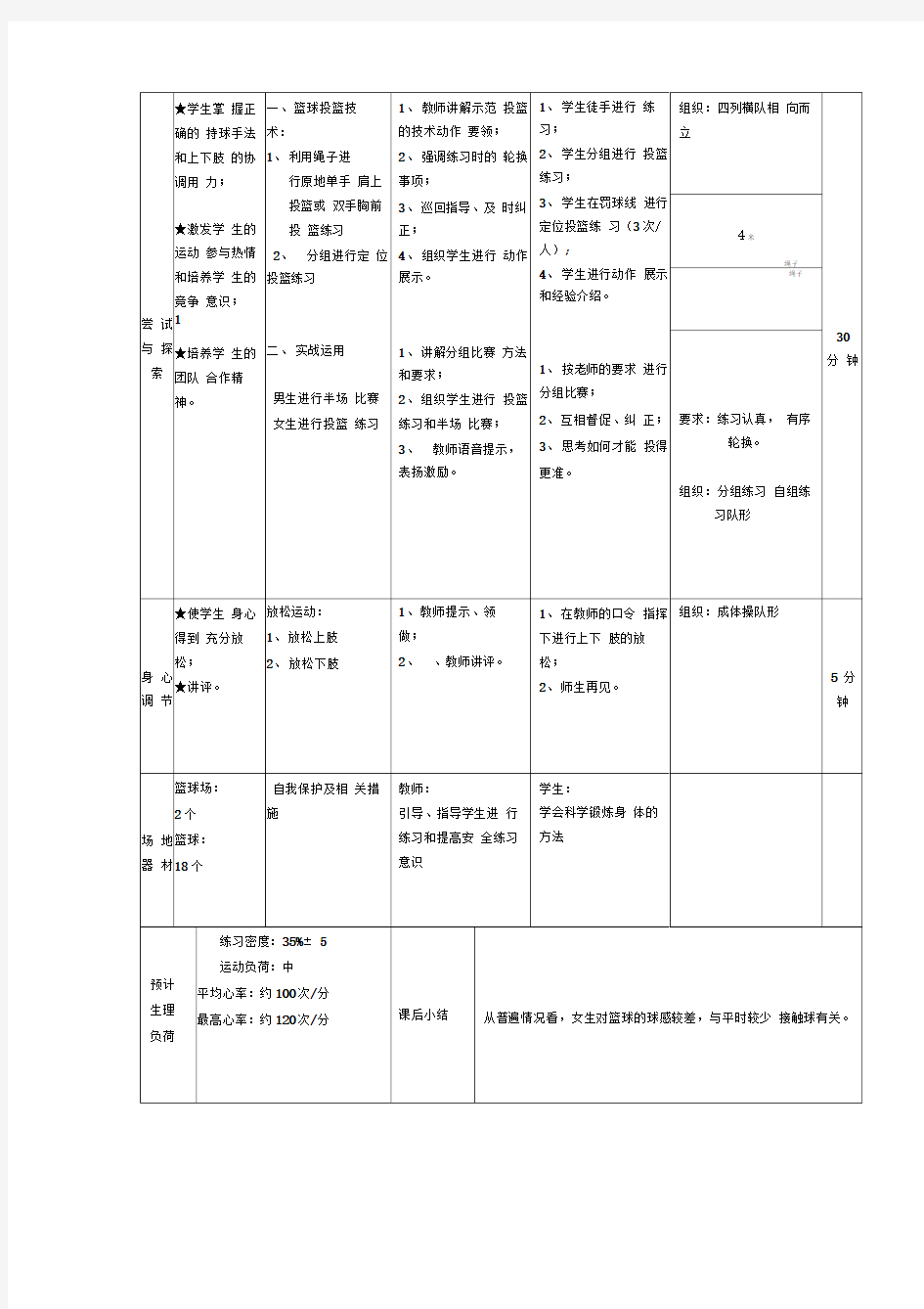 篮球选修课教案