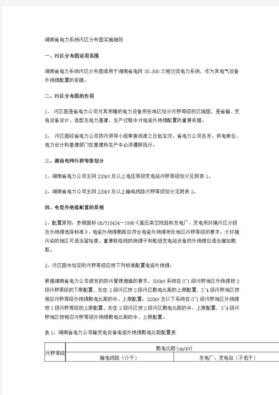 (精选文档)湖南省电力系统污区分布图实施细则