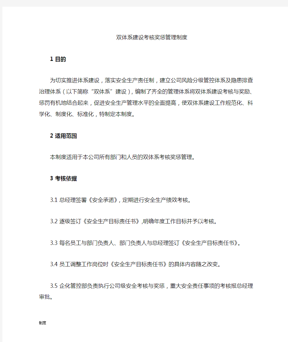 双体系建设考核奖惩制度规定.doc