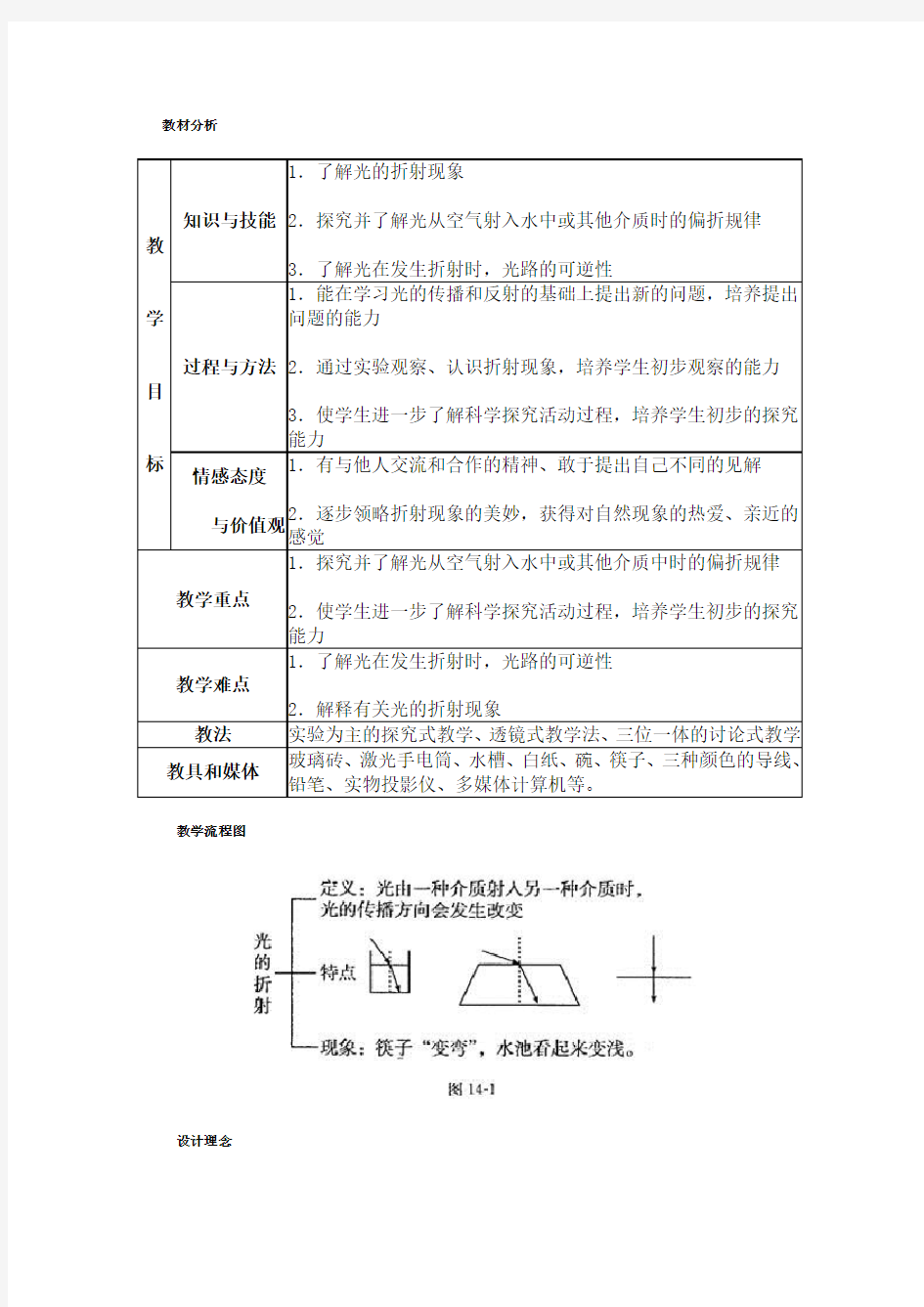 光的折射教学设计