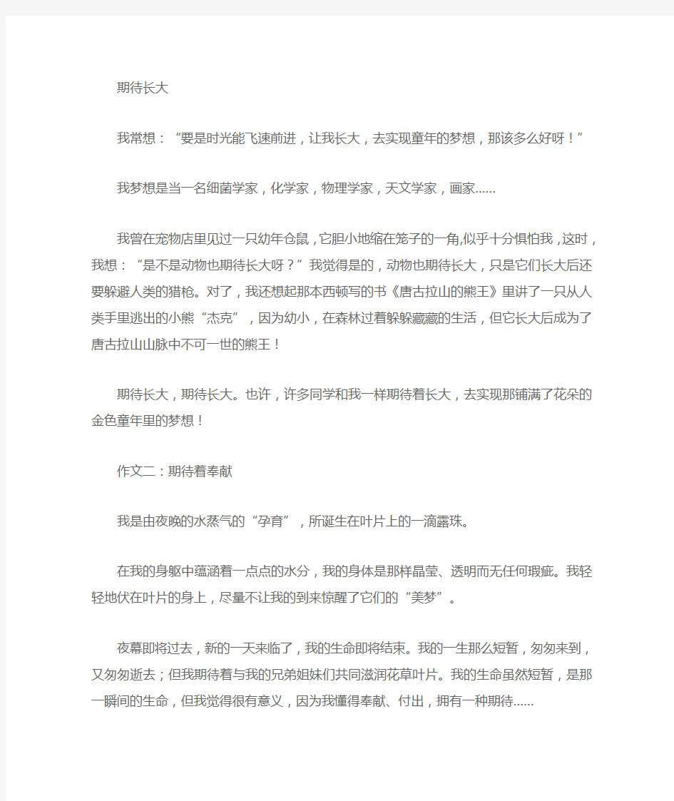 以期待为话题作文200字