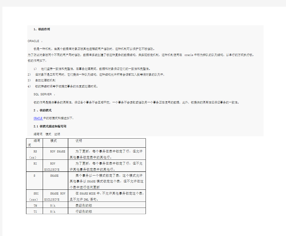 SQLServer和Oracel中的锁和死锁