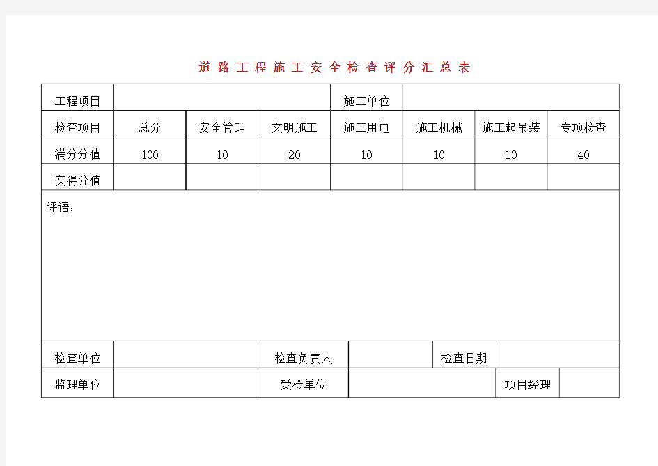 安全检查表格模板.doc