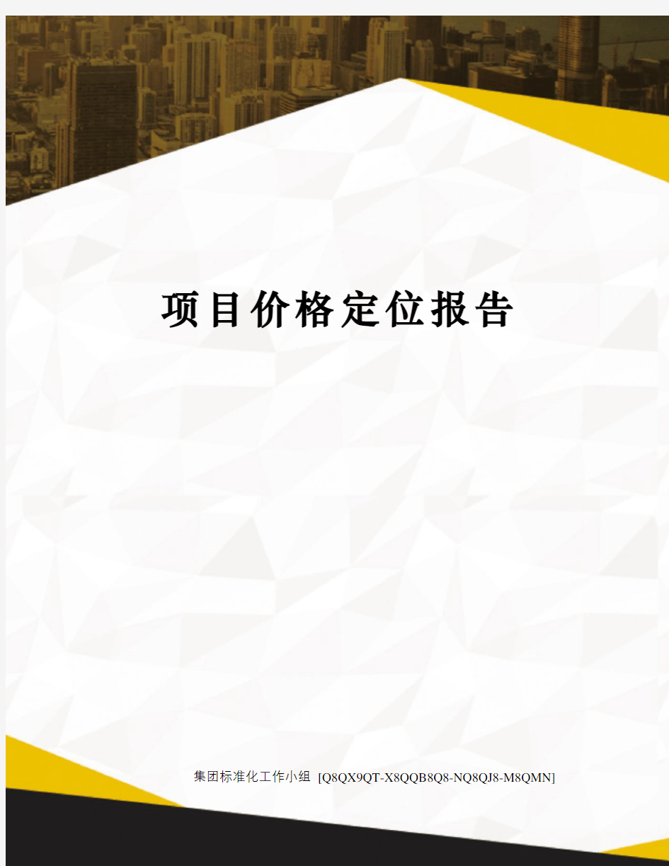 项目价格定位报告