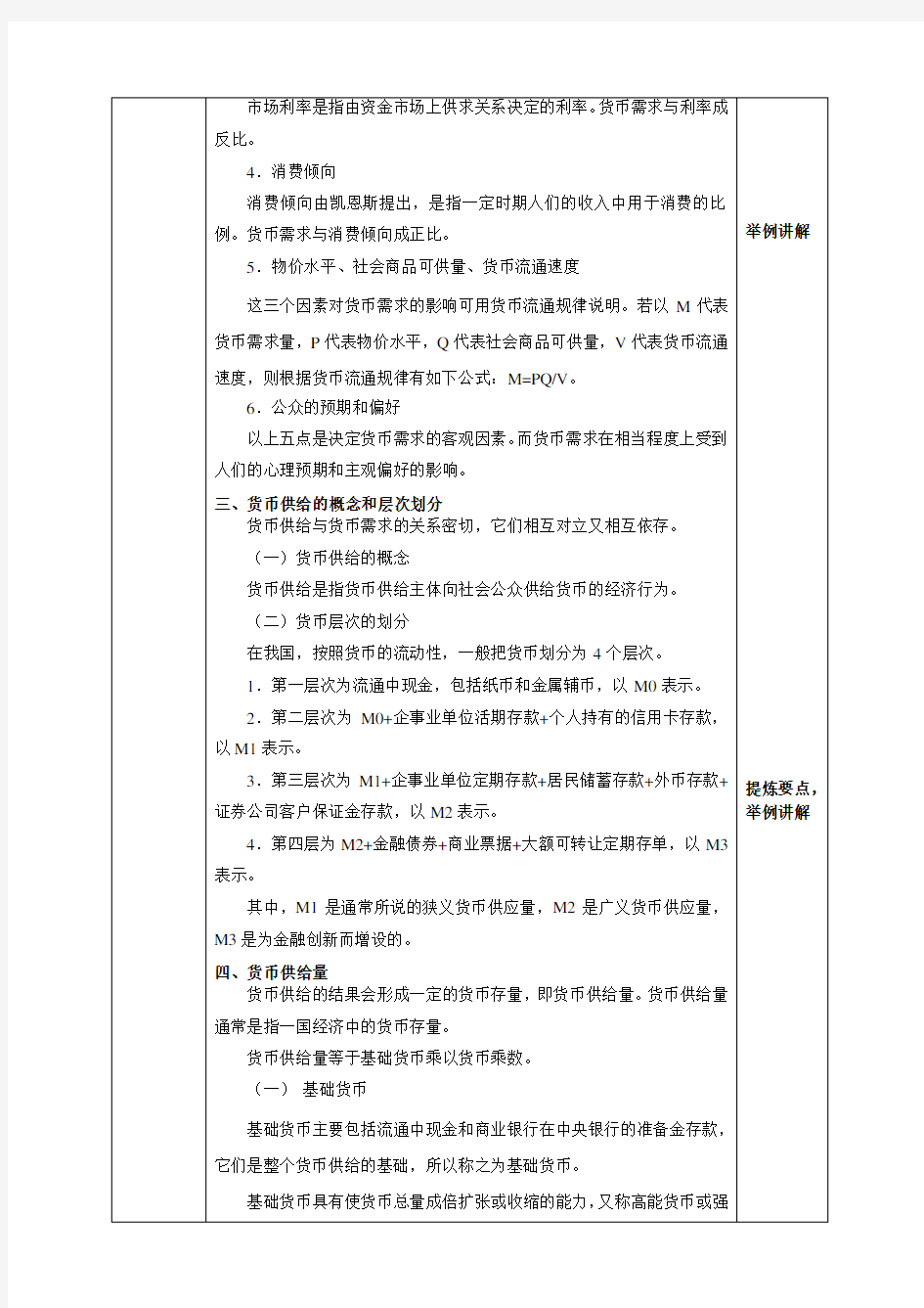 【金融基础教案】6.1货币供求与均衡教案