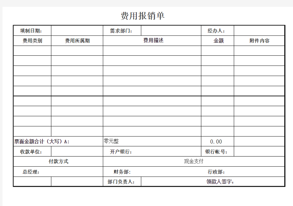 费用报销单及借支申请表