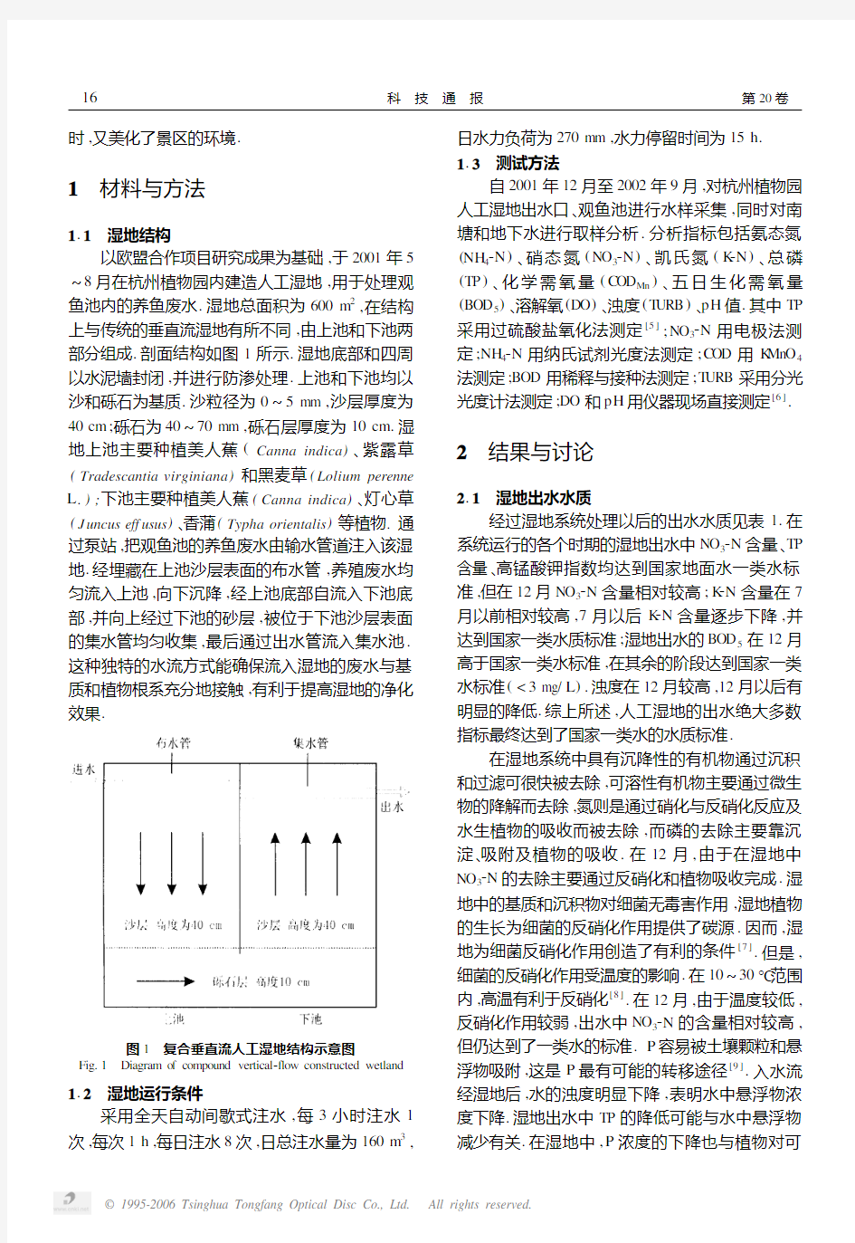 复合垂直流人工湿地对低浓度养殖废水循环净化功能研究