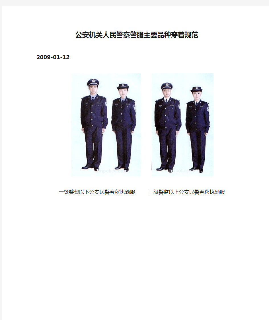 公安机关人民警察警服主要品种穿着规范1