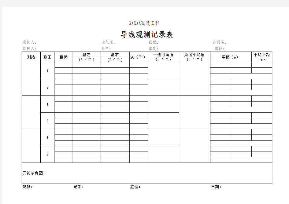 附合闭合导线测量、水准测量记录终表