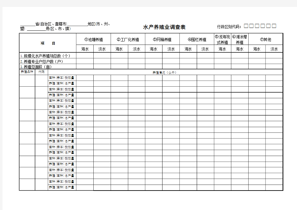 水产养殖业普查表